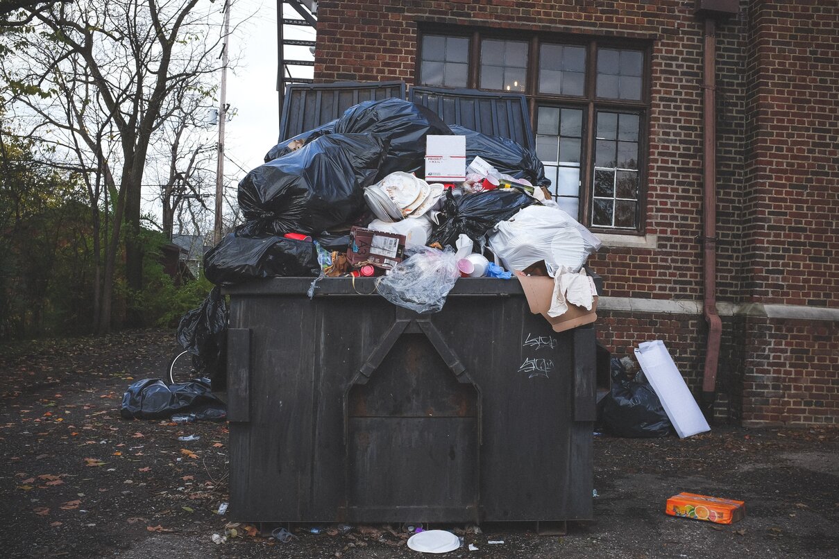 overfilled skip bin