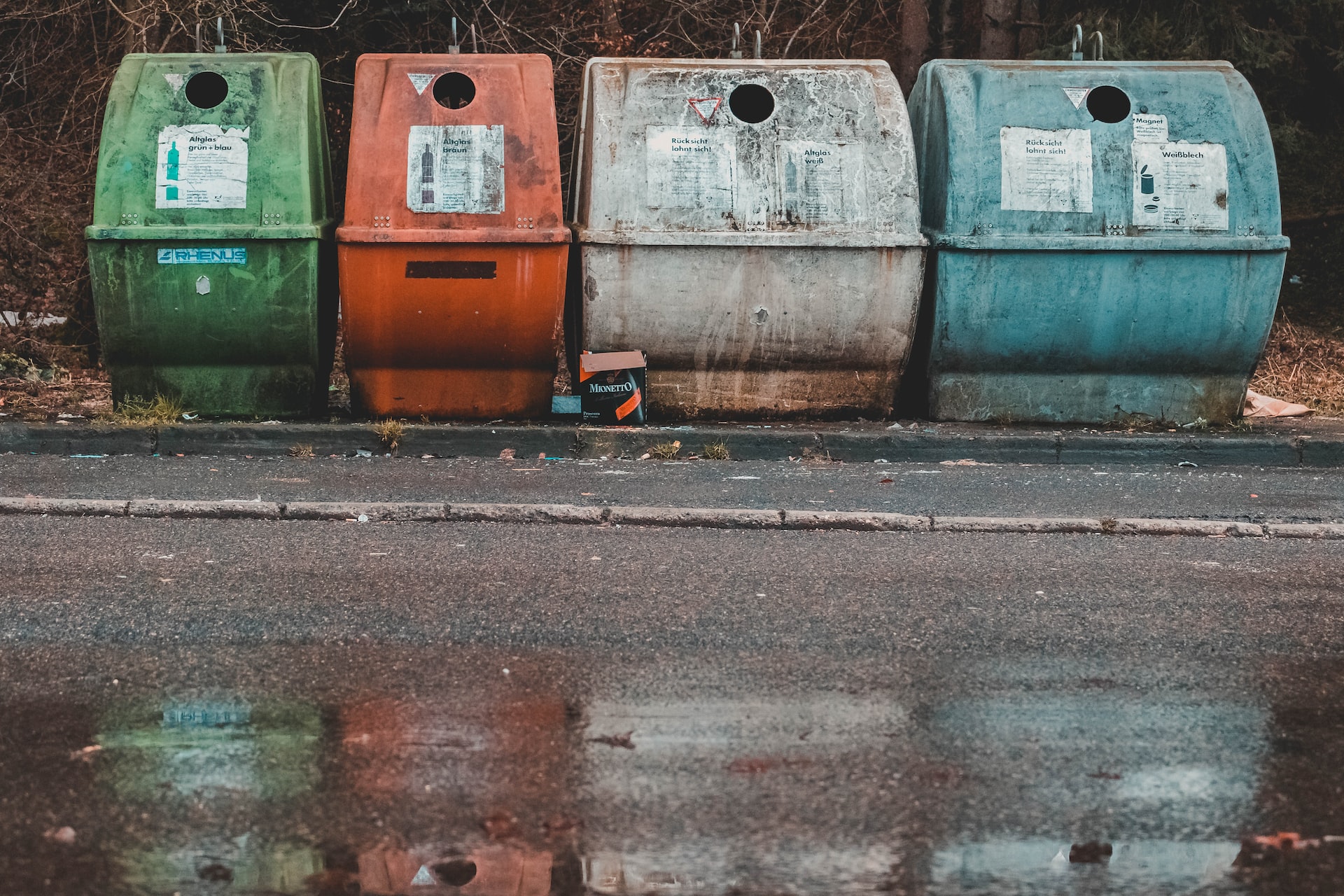 various trash bins