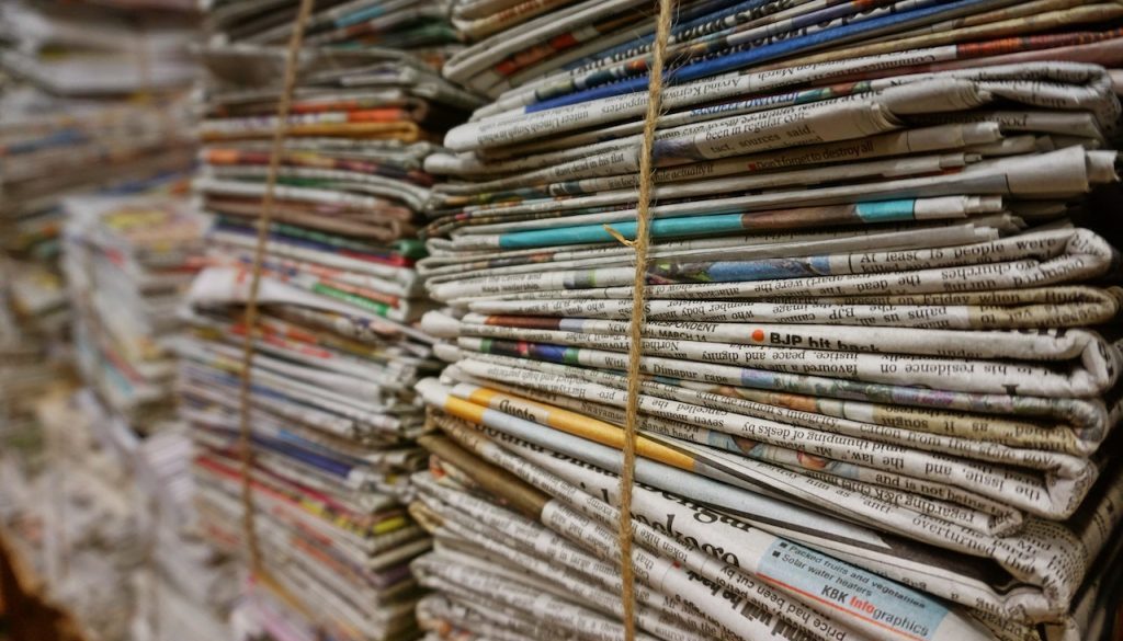 bundles of recycled newspaper