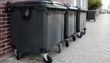 Gray plastic skips