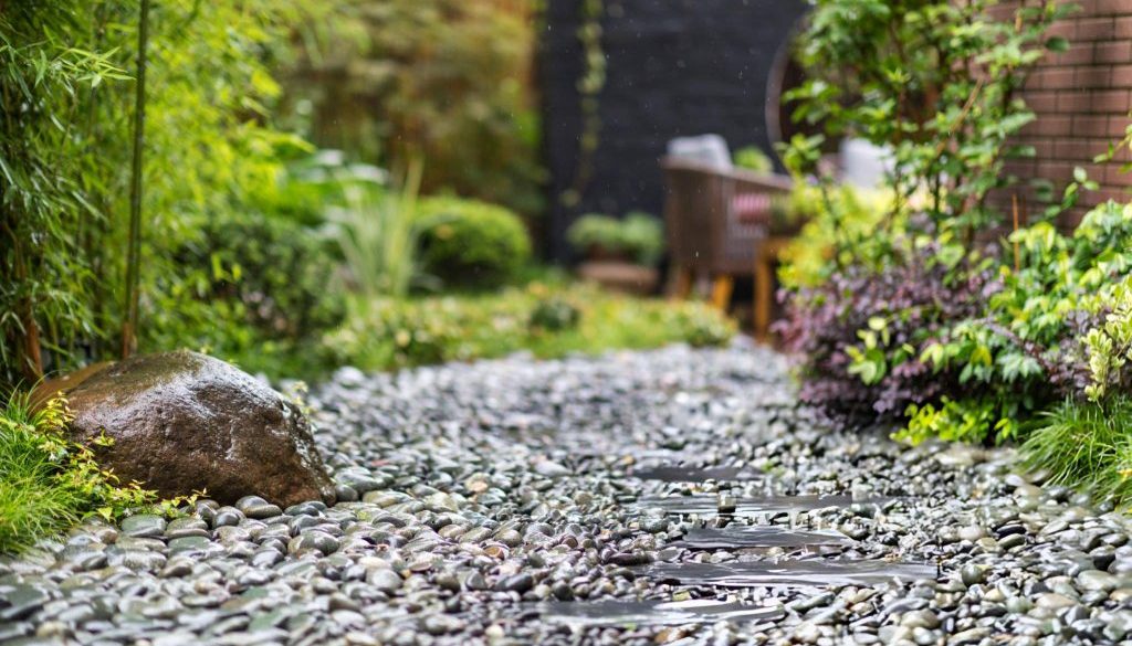 aggregates in flowerbed