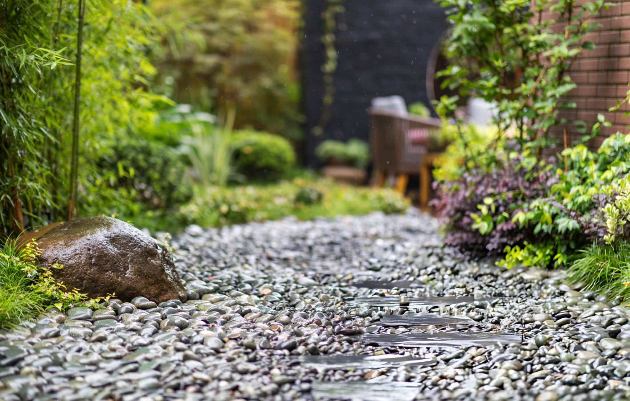 aggregates in flowerbed
